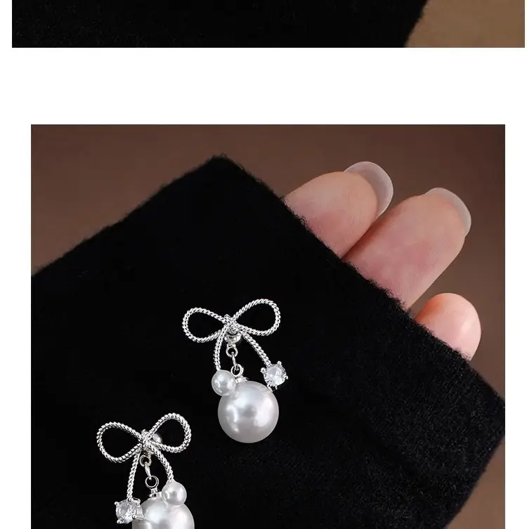 Elegant Bowknot Pearl Earrings for Women — feature 8