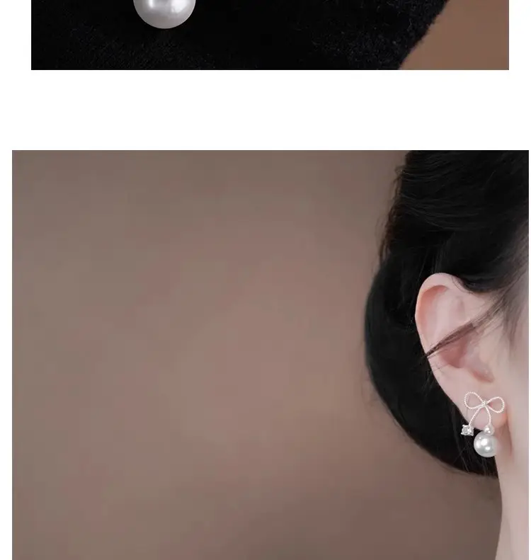 Elegant Bowknot Pearl Earrings for Women — feature 9