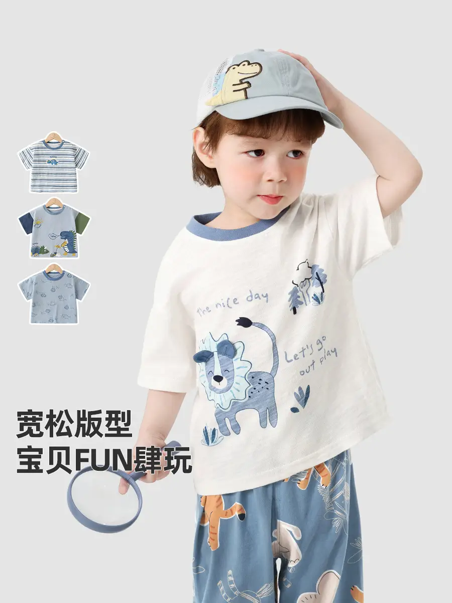 Baby T-Shirt Set Blue Striped Summer Kids - Image 8