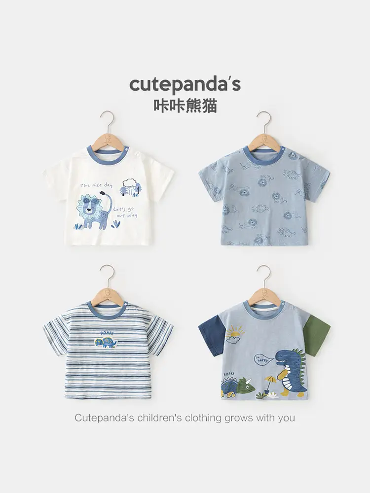 Baby T-Shirt Set Blue Striped Summer Kids - Image 9