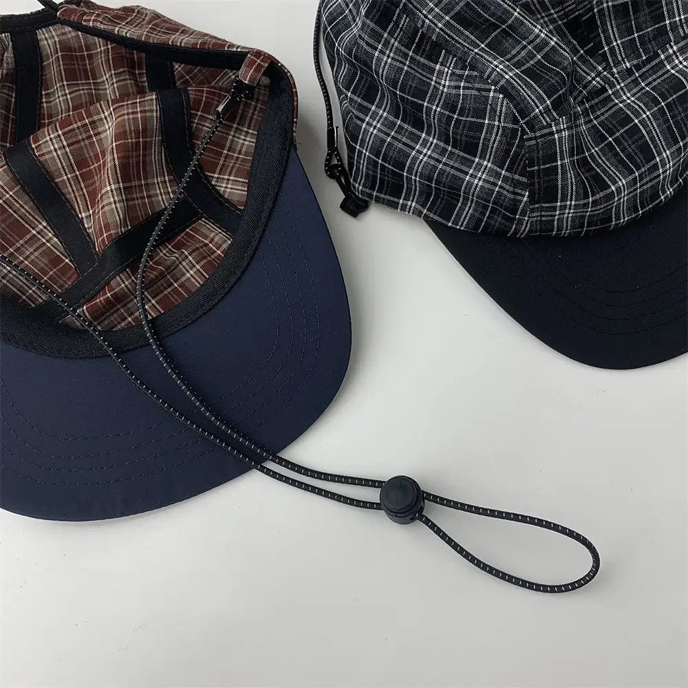 Japanese Plaid Drawstring Sun Hat for Men Women — feature 8
