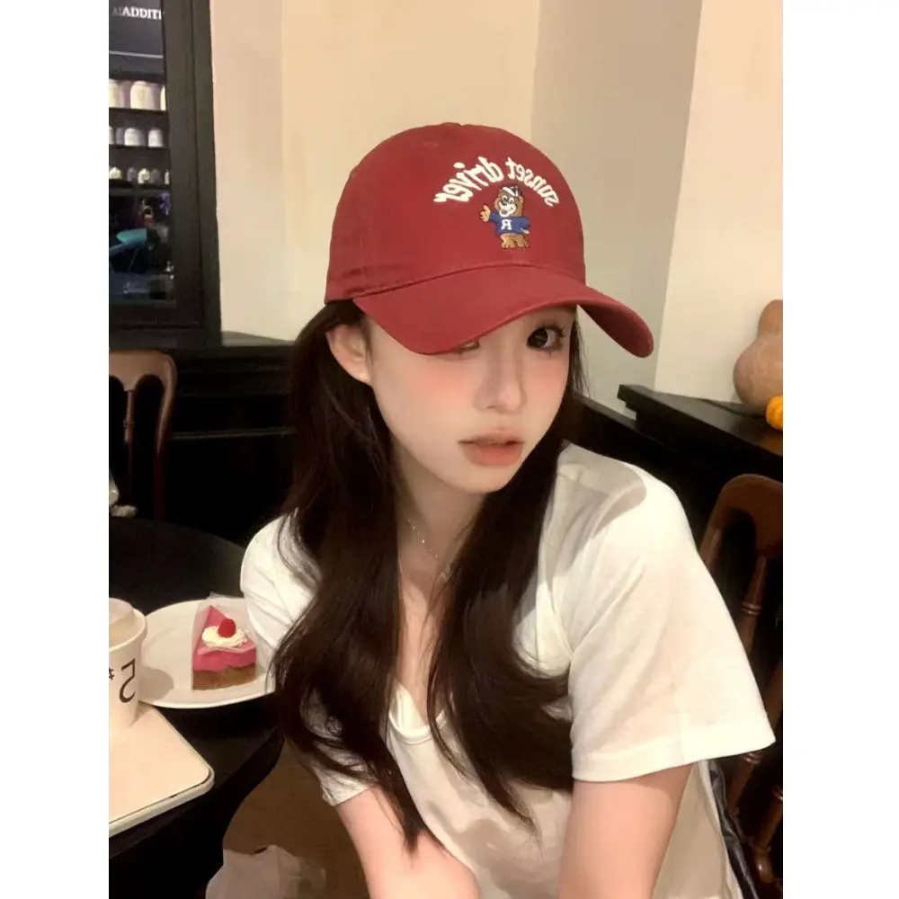 Women Vintage Bear Cap Wide Brim Korean Style - Image 3