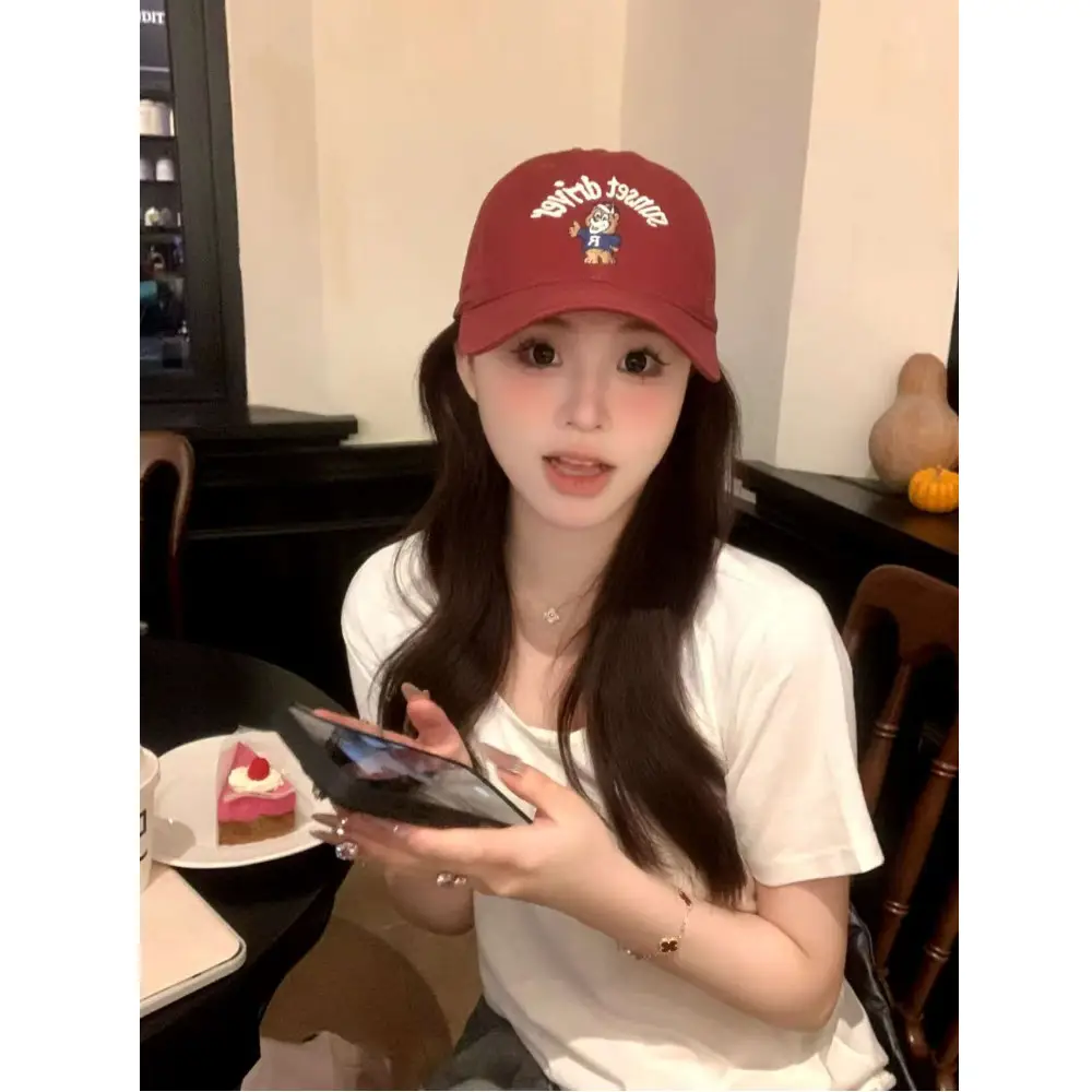 Women Vintage Bear Cap Wide Brim Korean Style - Image 5