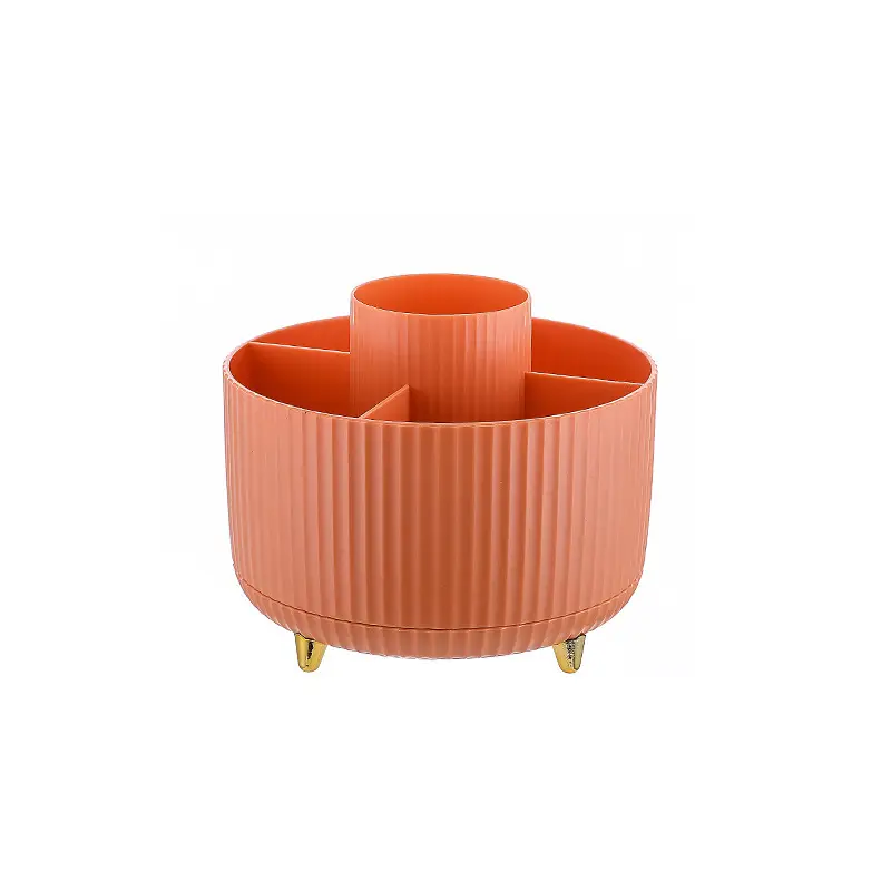 Pink Makeup Brush Holder 14cm Rotating Desk Storage