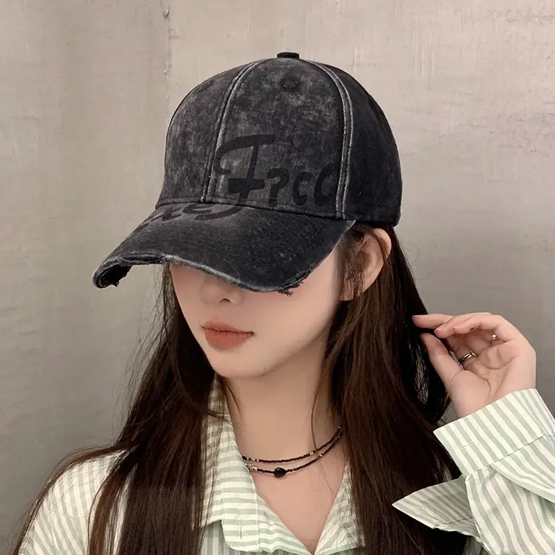 Women's Vintage Embroidered Baseball Cap Wide Brim Sunshade Cap - Image 6