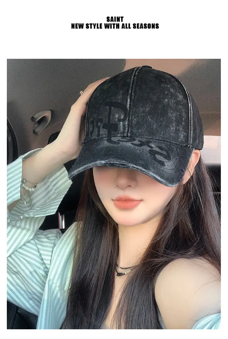 Women's Vintage Embroidered Baseball Cap Wide Brim Sunshade Cap — feature 2