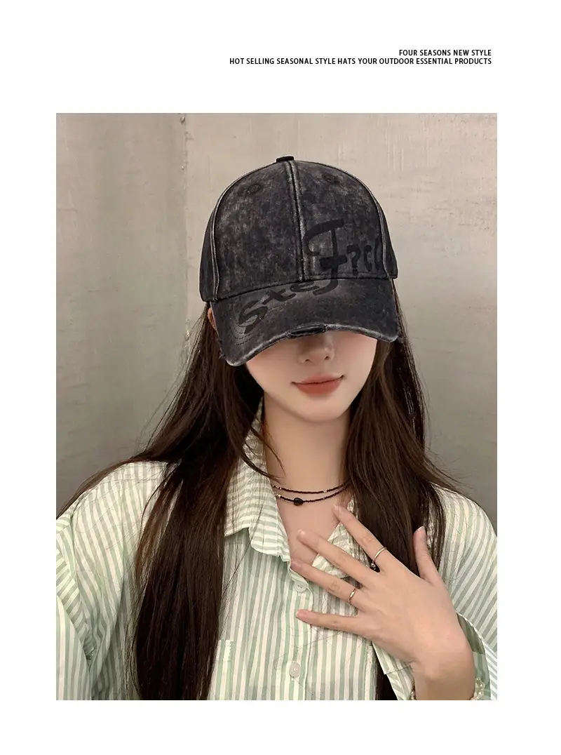 Women's Vintage Embroidered Baseball Cap Wide Brim Sunshade Cap — feature 6