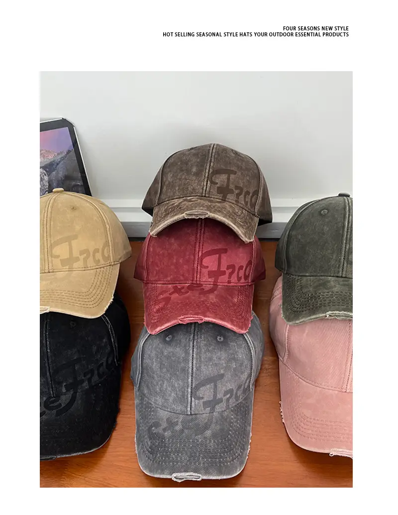 Women's Vintage Embroidered Baseball Cap Wide Brim Sunshade Cap — feature 7
