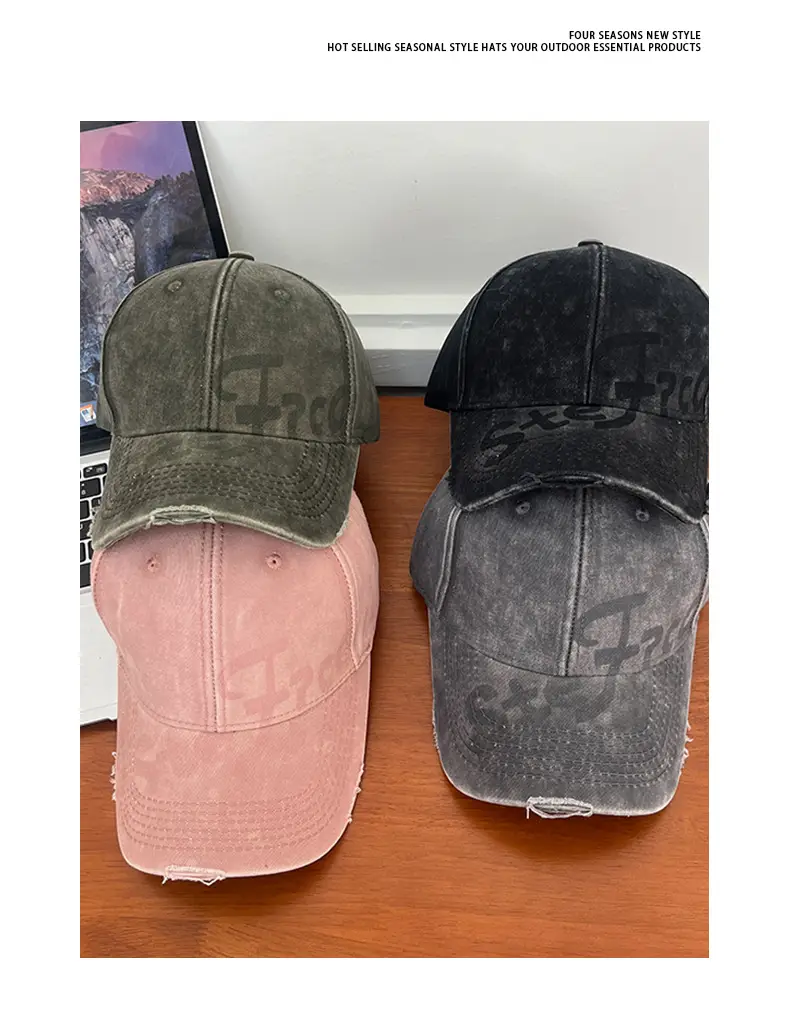 Women's Vintage Embroidered Baseball Cap Wide Brim Sunshade Cap — feature 8
