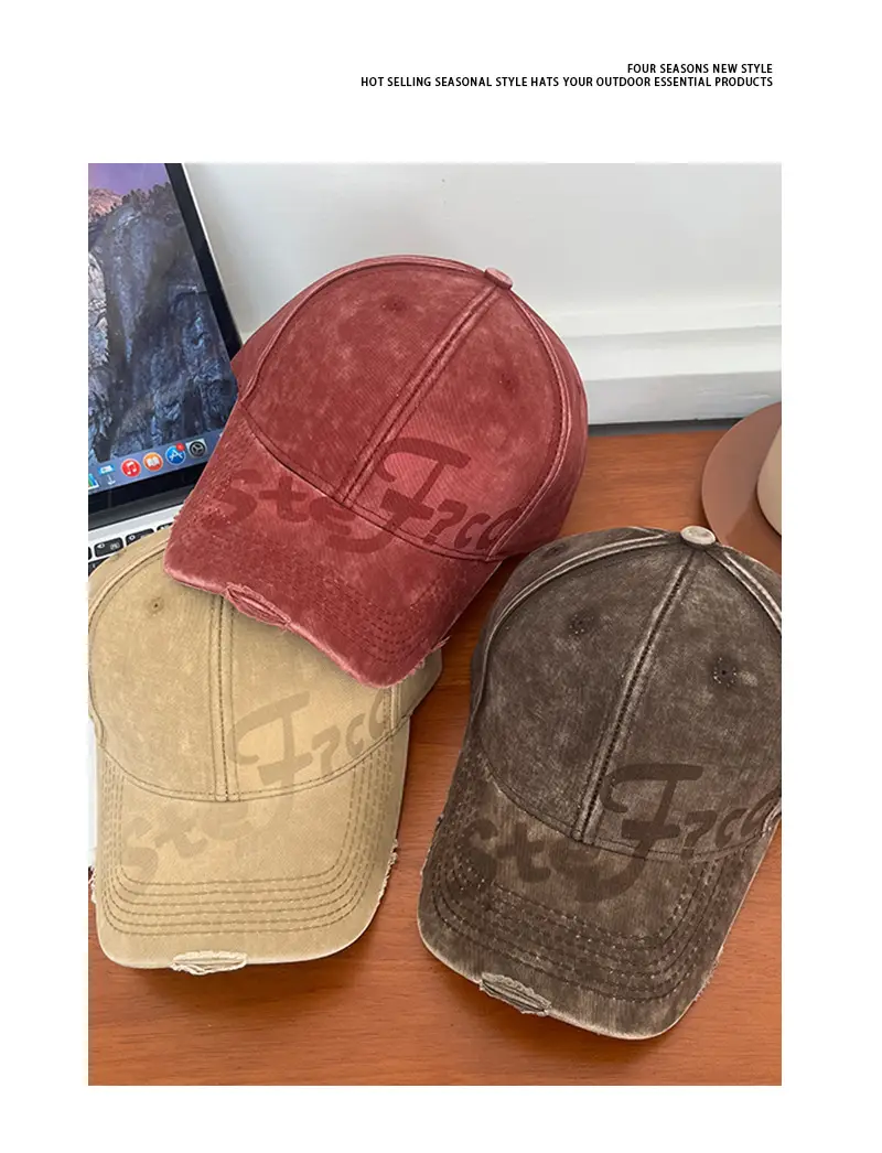 Women's Vintage Embroidered Baseball Cap Wide Brim Sunshade Cap — feature 9