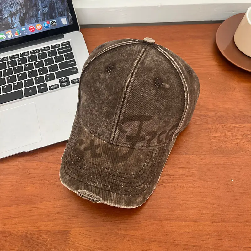 Women's Vintage Embroidered Baseball Cap Wide Brim Sunshade Cap - Image 2
