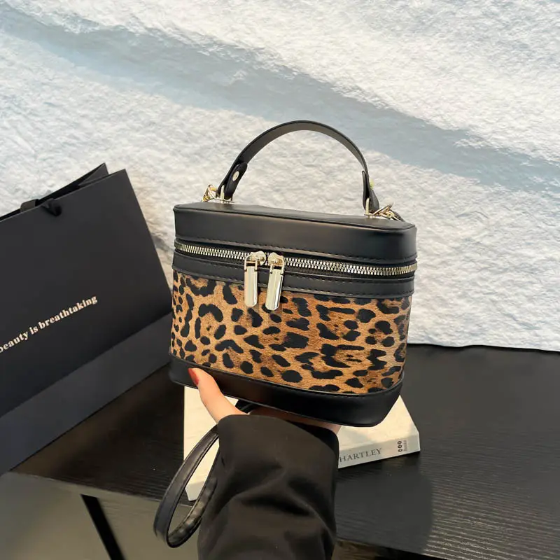 Spring Women's 2-Piece Leather Handbag Set Contrast Colors