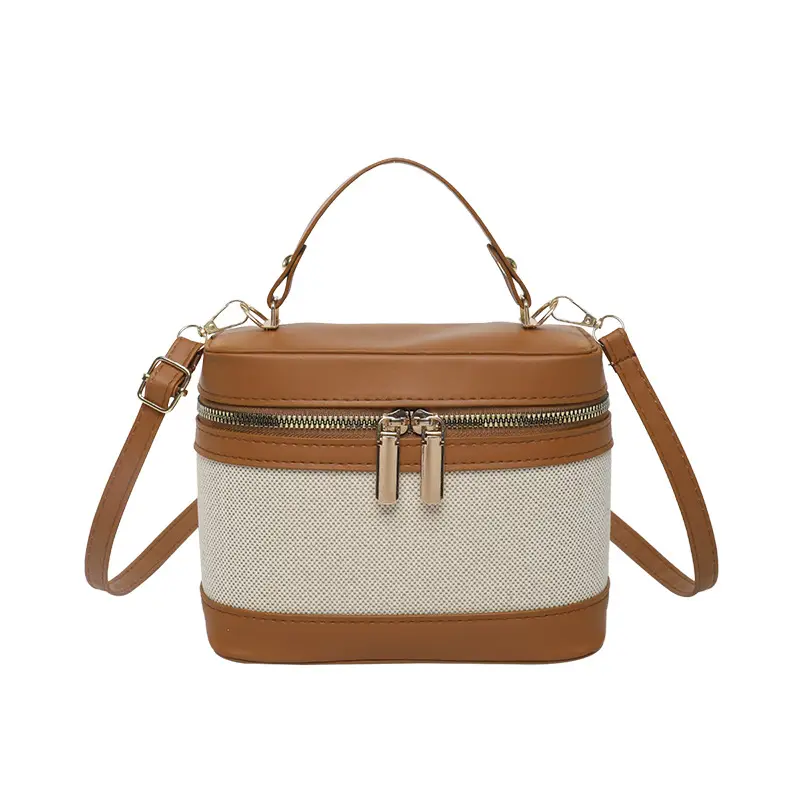 Spring Women's 2-Piece Leather Handbag Set Contrast Colors