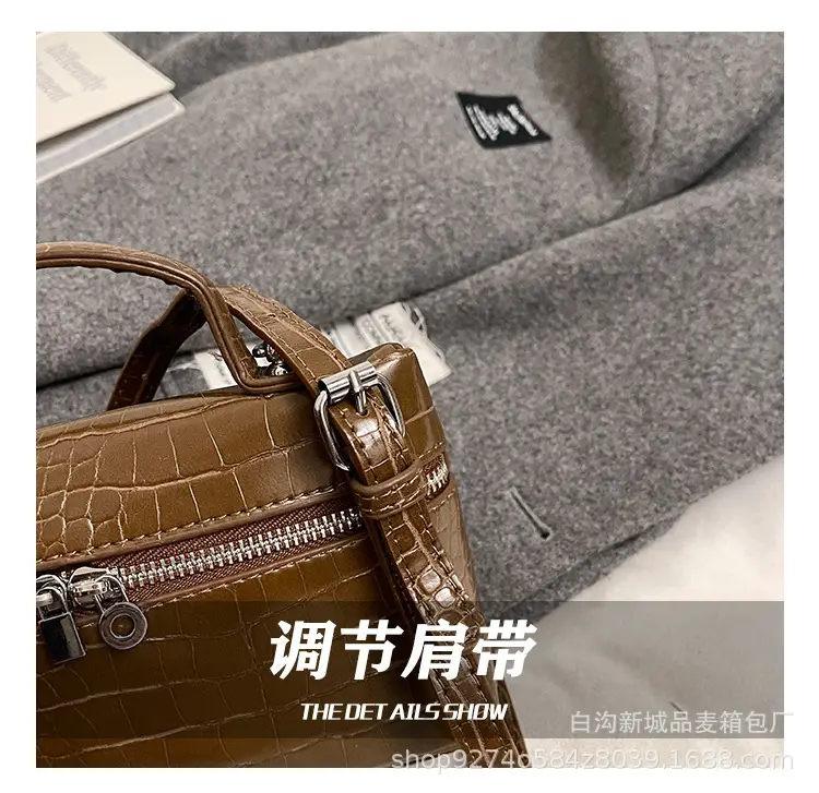 Light Luxury Croc Pattern Box Bag for Women 2026 — feature 15
