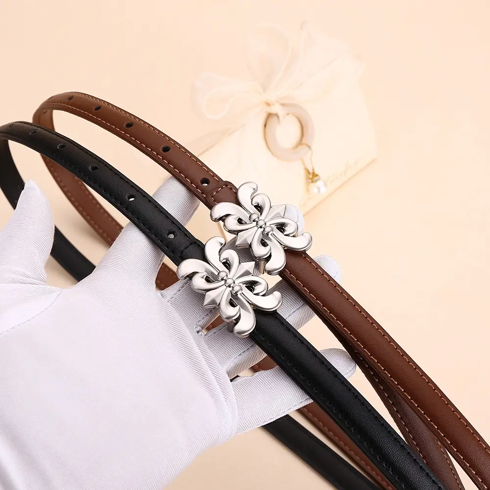 Women Cowhide Leather Belt Retro Fashion Thin Belt