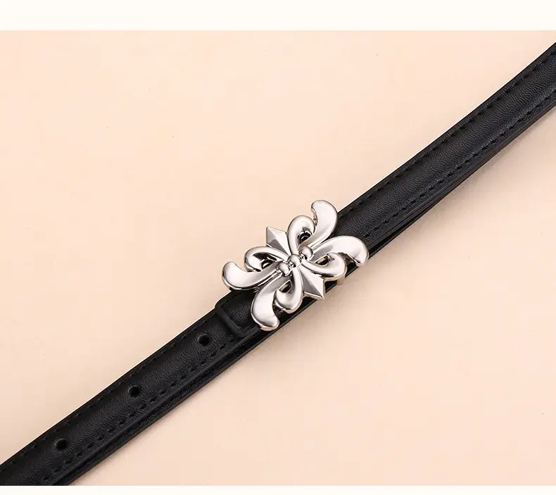 Women Cowhide Leather Belt Retro Fashion Thin Belt — feature 20