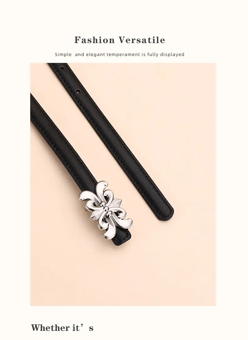 Women Cowhide Leather Belt Retro Fashion Thin Belt — feature 21