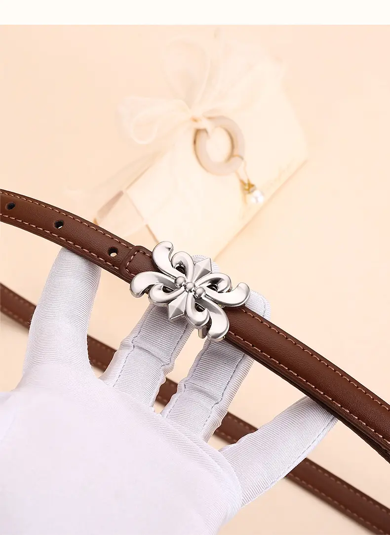 Women Cowhide Leather Belt Retro Fashion Thin Belt — feature 22