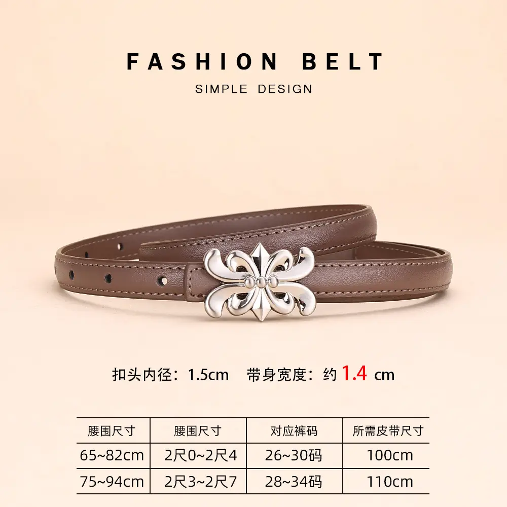 Women Cowhide Leather Belt Retro Fashion Thin Belt