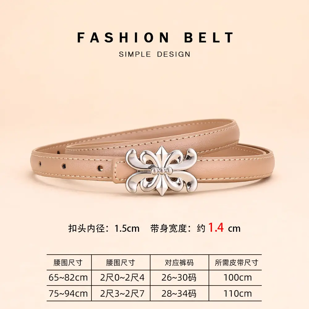 Women Cowhide Leather Belt Retro Fashion Thin Belt