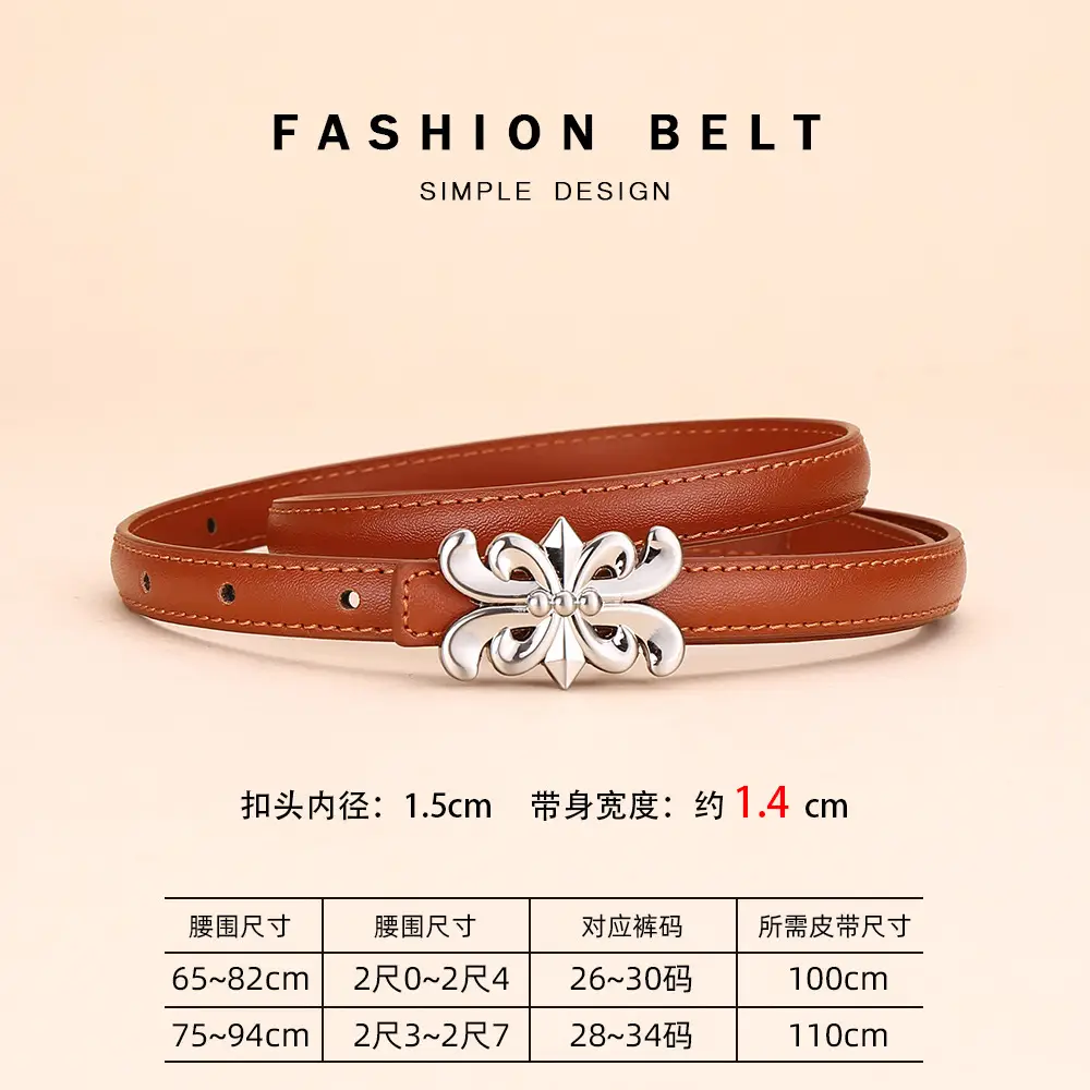 Women Cowhide Leather Belt Retro Fashion Thin Belt