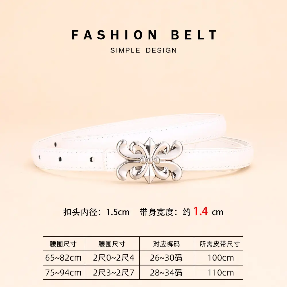 Women Cowhide Leather Belt Retro Fashion Thin Belt