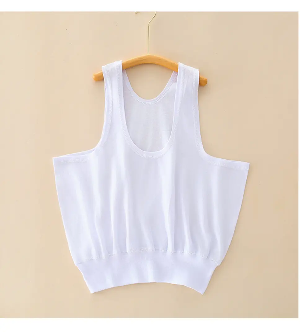 Middle-aged and old pure cotton women's vest summer loose thin underwear undershirt hurdle sports old lady vest base — feature 1