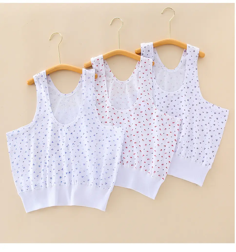 Middle-aged and old pure cotton women's vest summer loose thin underwear undershirt hurdle sports old lady vest base — feature 16