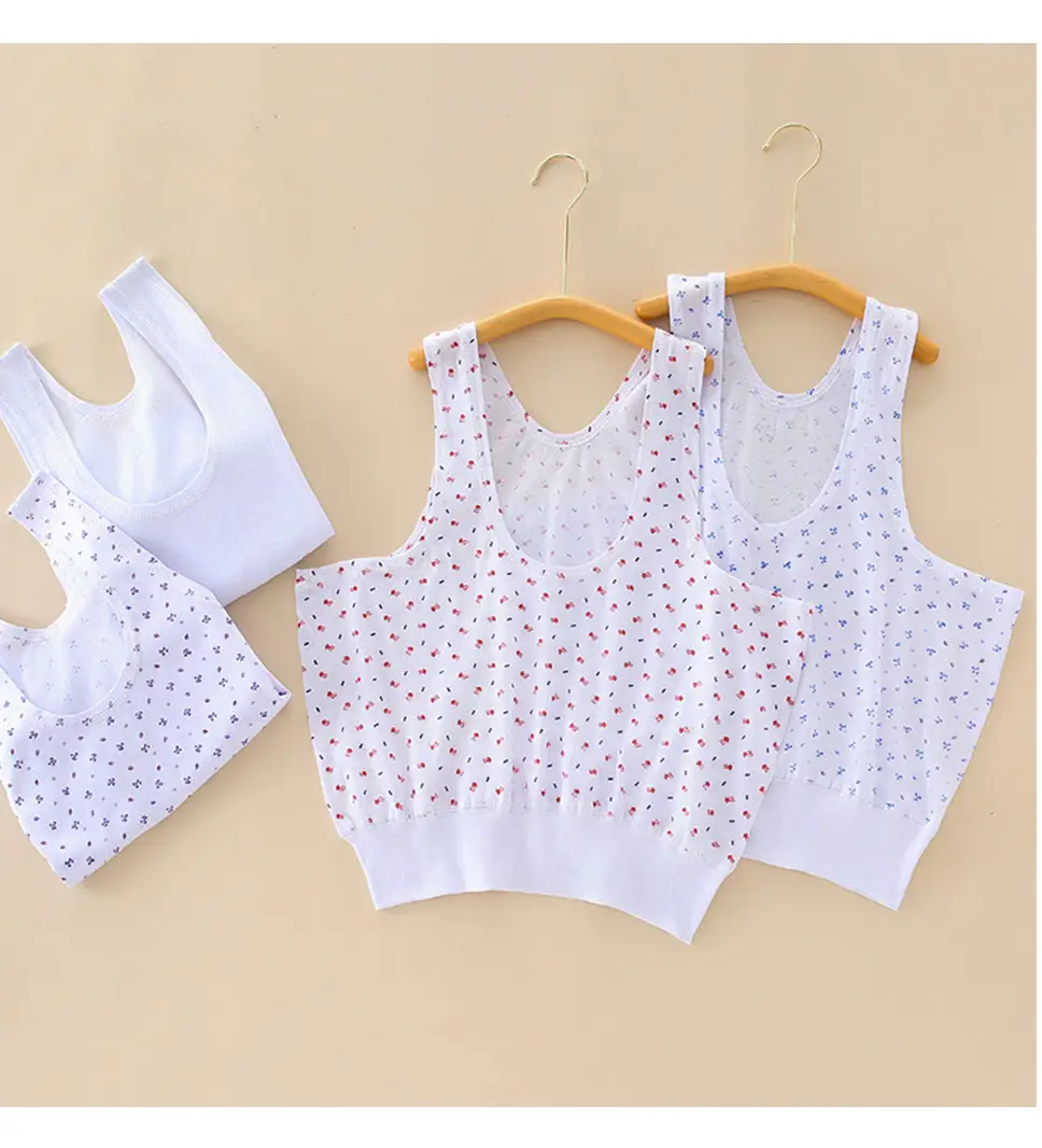 Middle-aged and old pure cotton women's vest summer loose thin underwear undershirt hurdle sports old lady vest base — feature 17