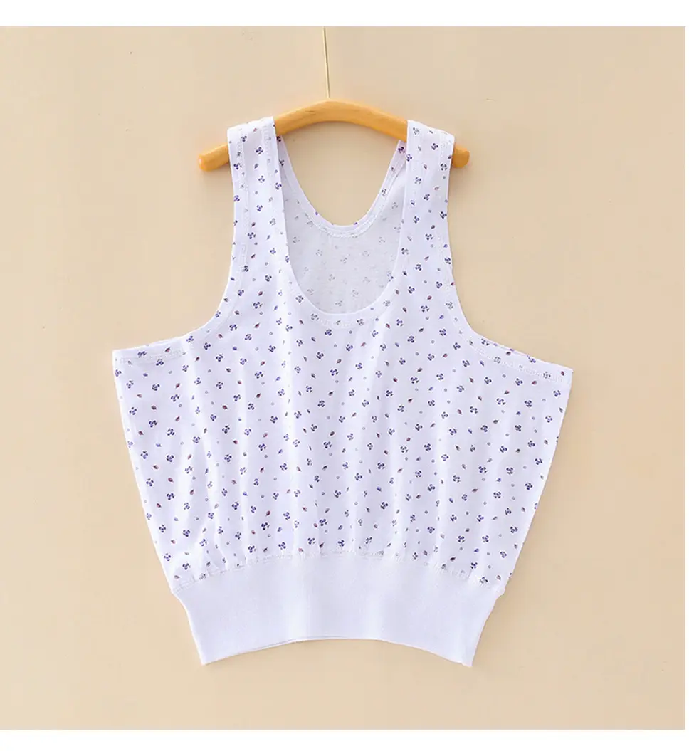 Middle-aged and old pure cotton women's vest summer loose thin underwear undershirt hurdle sports old lady vest base — feature 18