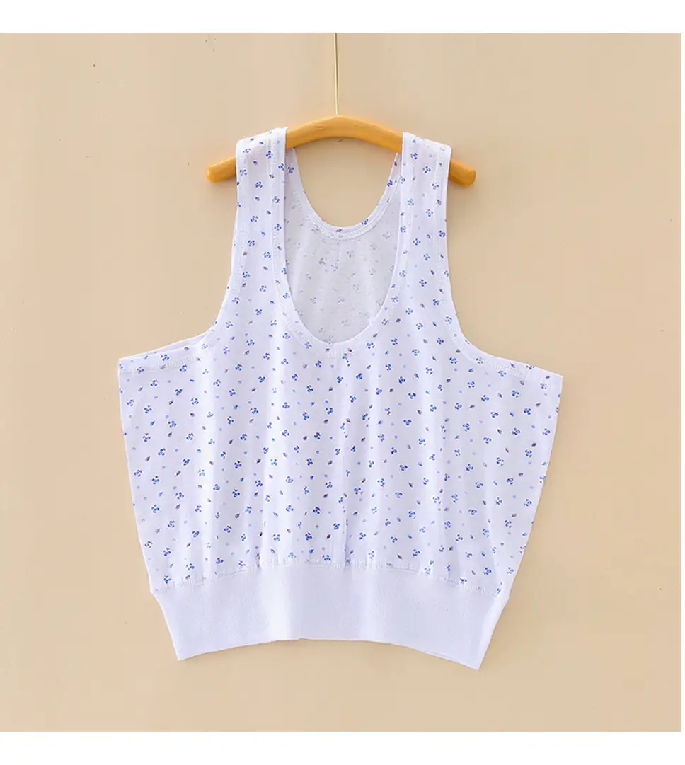 Middle-aged and old pure cotton women's vest summer loose thin underwear undershirt hurdle sports old lady vest base — feature 19