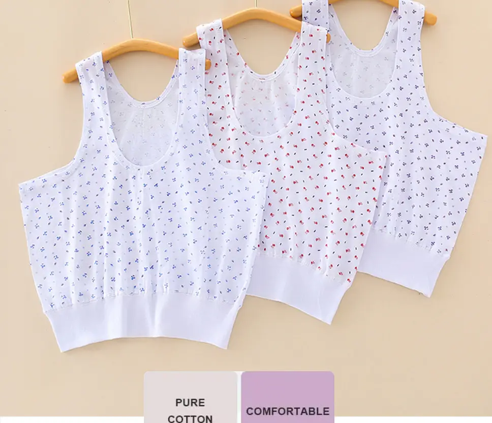Middle-aged and old pure cotton women's vest summer loose thin underwear undershirt hurdle sports old lady vest base — feature 3