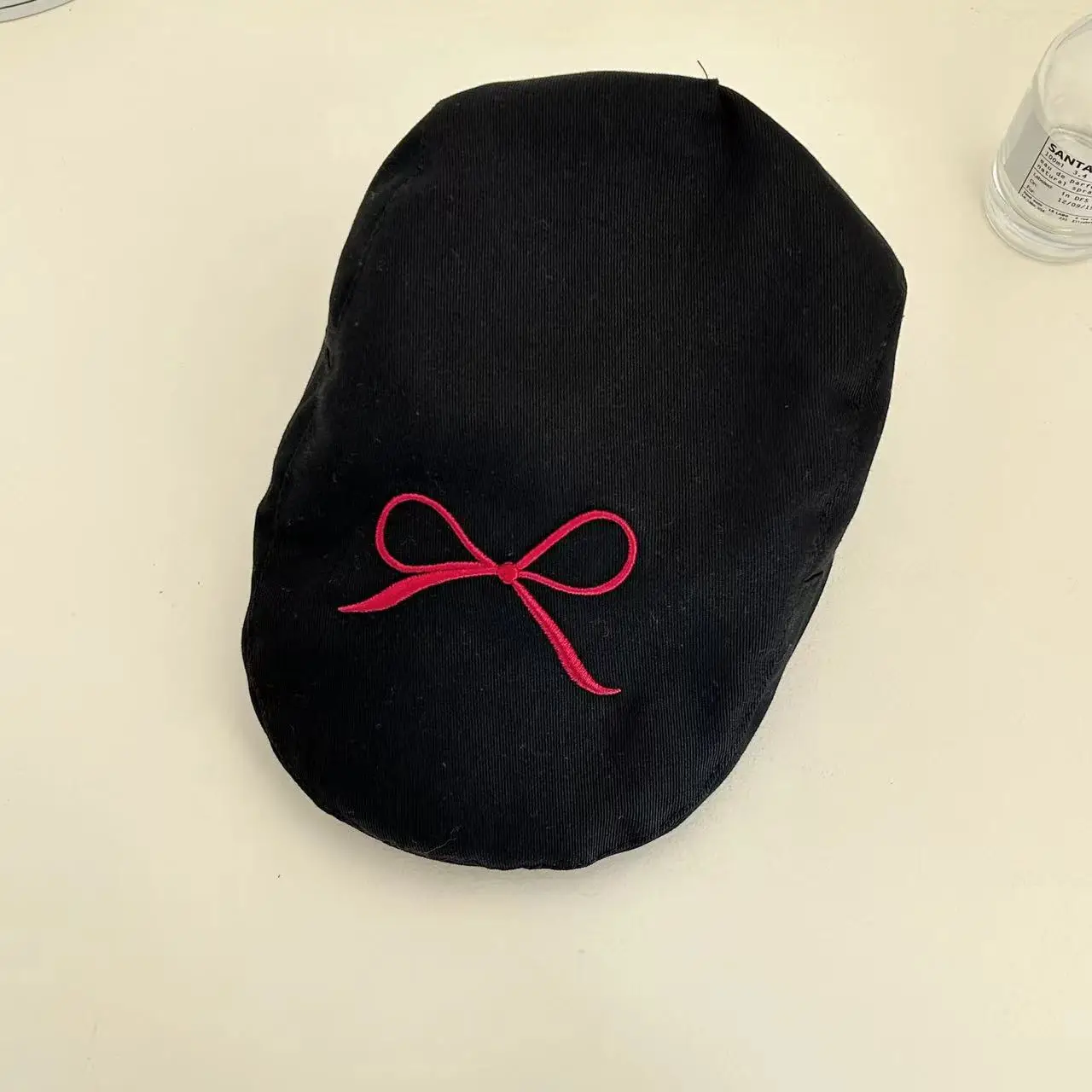 Women's Pink Embroidered Bow Cap Summer Beret — feature 10