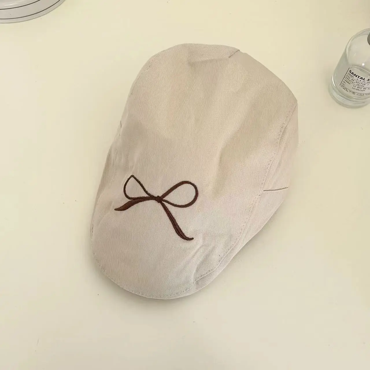 Women's Pink Embroidered Bow Cap Summer Beret — feature 8
