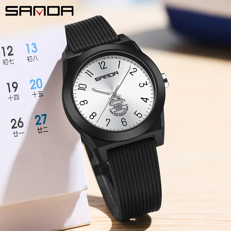 Sanda Black Silicone Water Resistant Watch for Teens - Image 15