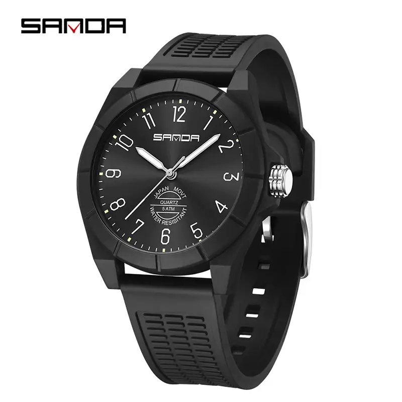 Sanda Black Silicone Water Resistant Watch for Teens - Image 8