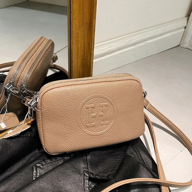 Black Cowhide Crossbody Bag for Women Multi Function