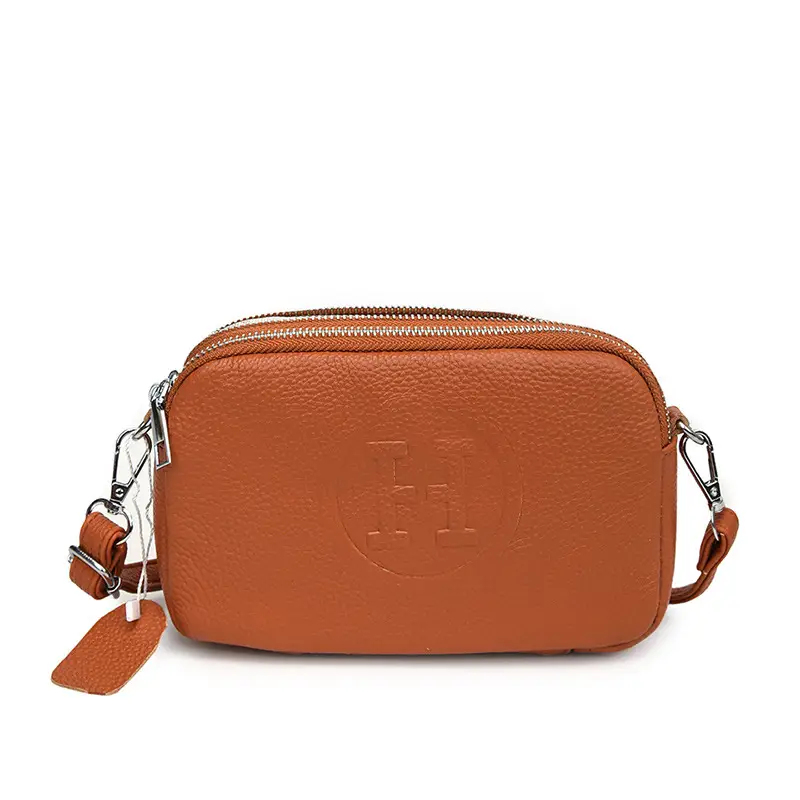 Black Cowhide Crossbody Bag for Women Multi Function