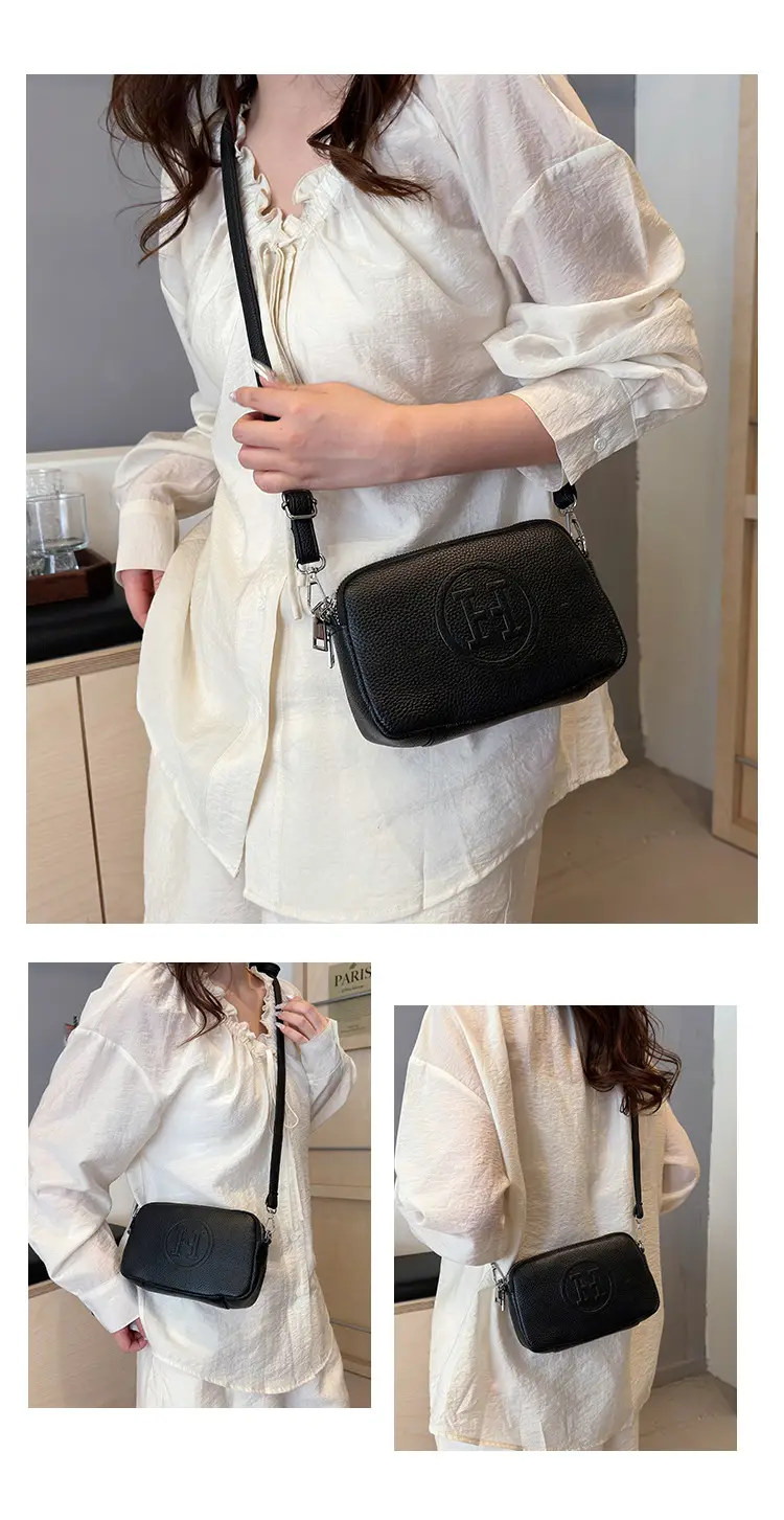 Black Cowhide Crossbody Bag for Women Multi Function — feature 18