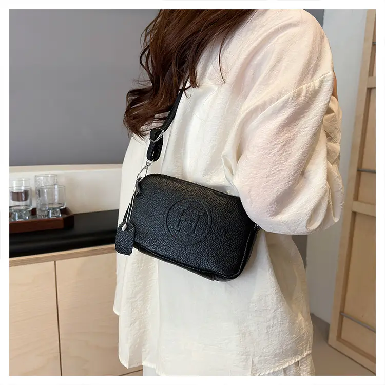 Black Cowhide Crossbody Bag for Women Multi Function — feature 45