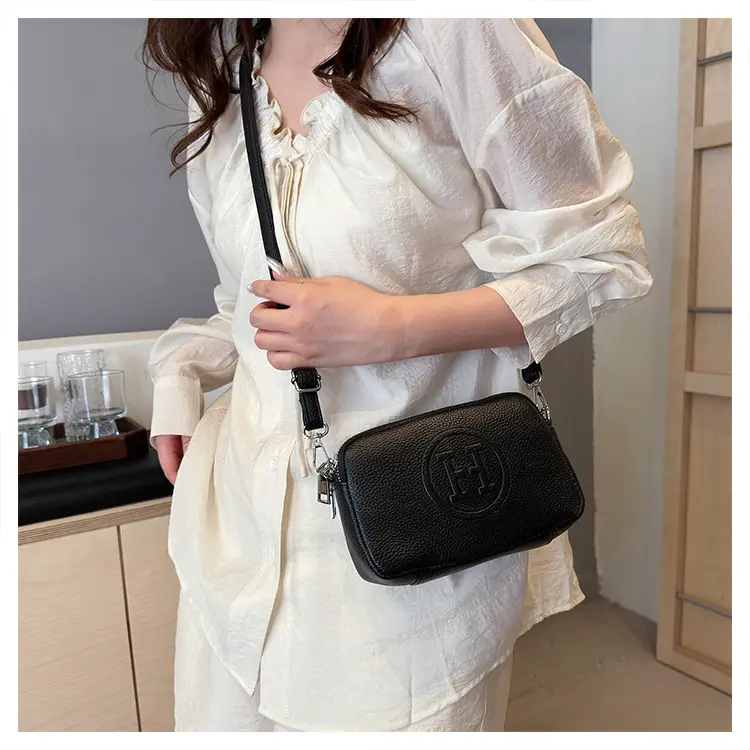 Black Cowhide Crossbody Bag for Women Multi Function — feature 47