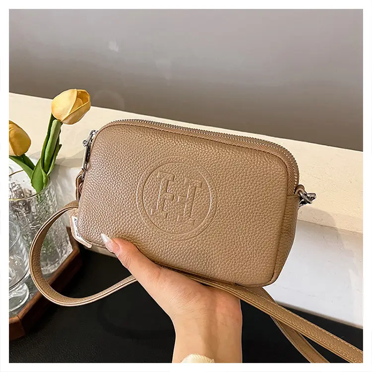 Black Cowhide Crossbody Bag for Women Multi Function