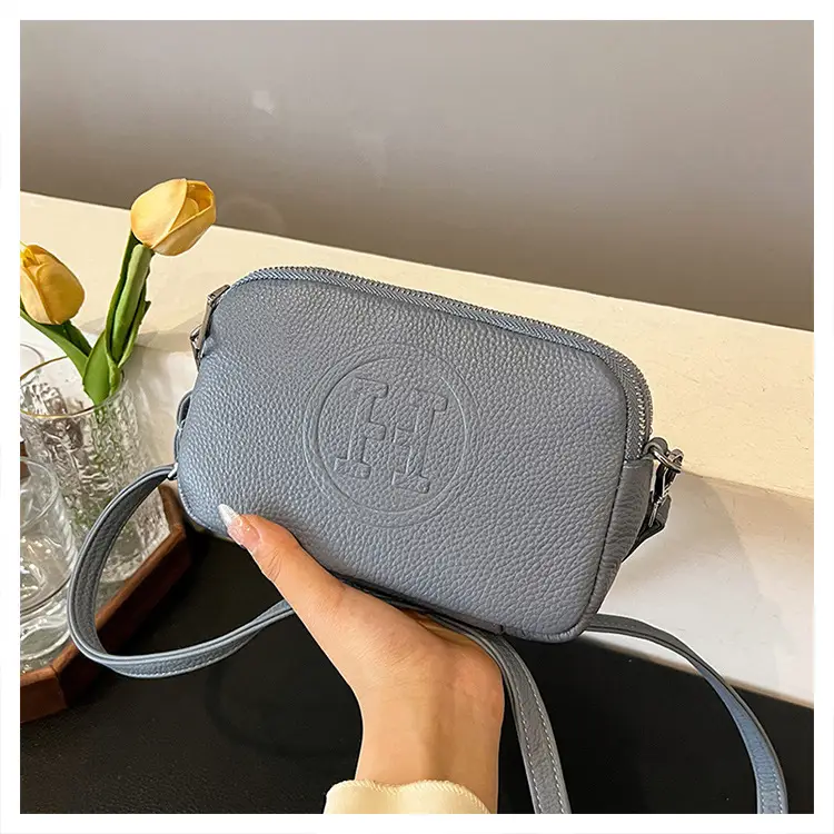 Black Cowhide Crossbody Bag for Women Multi Function