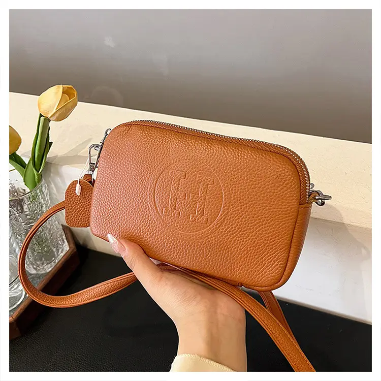 Black Cowhide Crossbody Bag for Women Multi Function