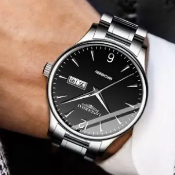 Men's Black Dial Quartz Watch with Leather Belt - Image 7