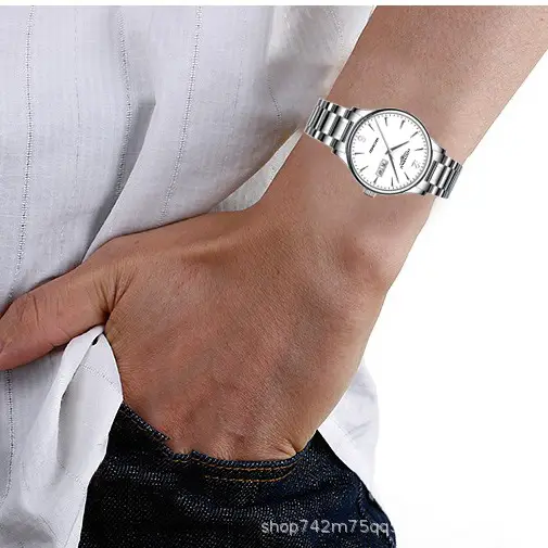 Men's Black Dial Quartz Watch with Leather Belt — feature 5