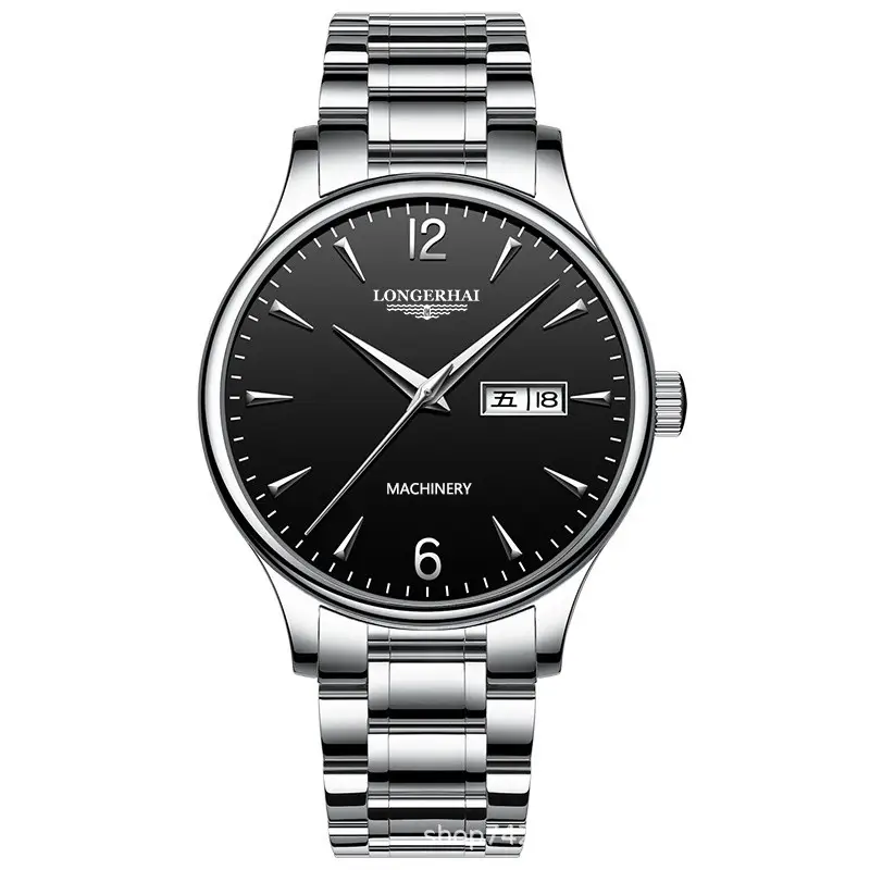 Men's Black Dial Quartz Watch with Leather Belt - Image 2