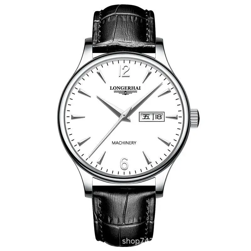 Men's Black Dial Quartz Watch with Leather Belt - Image 3