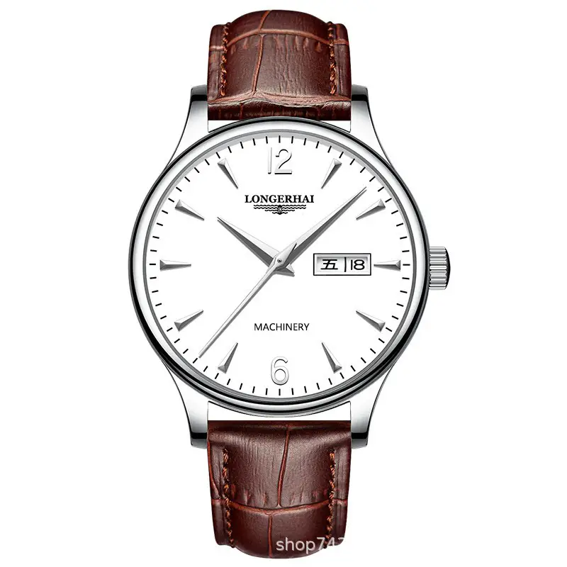 Men's Black Dial Quartz Watch with Leather Belt - Image 4