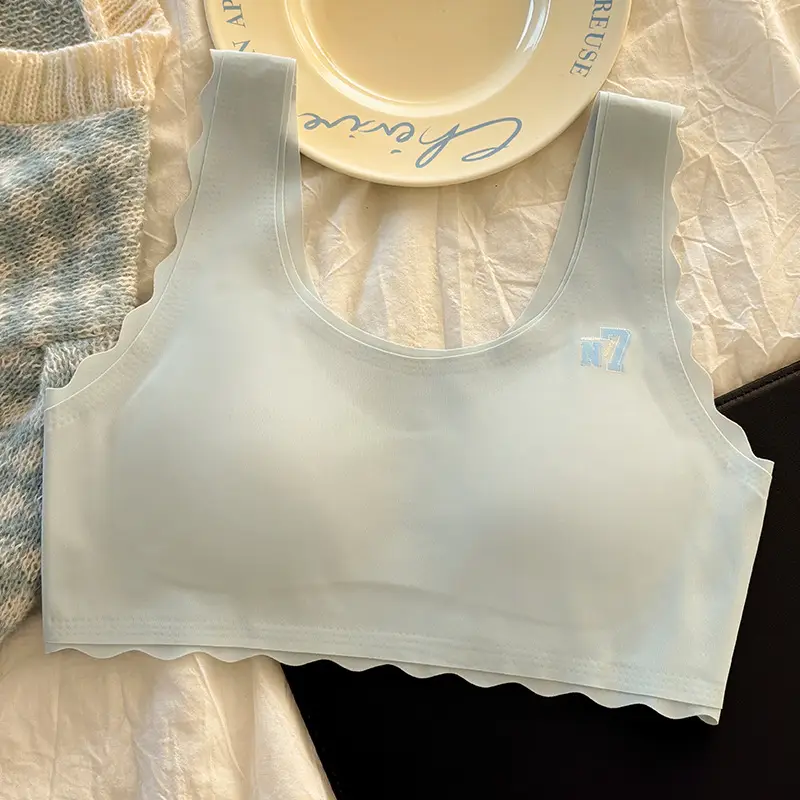 Fixed-Cup Seamless Sports Bra for Girls, Suitable for Ages 9-16, Puberty Bra for Young Girls